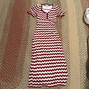 Sezane Emmanuelle Dress Twine/ Cherry - Size XS